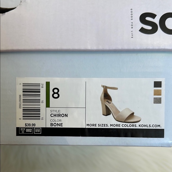 SO Chiron Block Heel Ankle Strap Special Occasions Heels Bone Color Size 8 - Picture 7 of 7